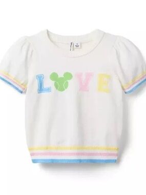 Janie and Jack Cream Knit 'LOVE' Top with Pastel Trim